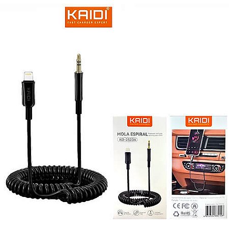 Cabo Tipo Espiral Mola Adaptador Áudio P2 Macho para Lightning Iphone