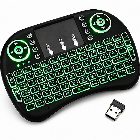 Controle Mini Teclado Led Luz Sem Fio Wireless Touch Pad TV BOX Universal Pc