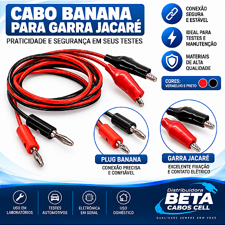 Cabo de Teste para Fonte de Alimentação e Multímetro Banana Jacaré Ponta de Prova