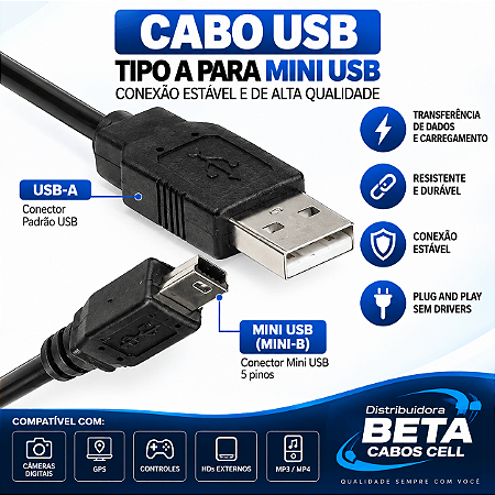 Cabo Carga E Dados V3 Carregar Controle Ps3 Caixinha Som 1,5M VNP