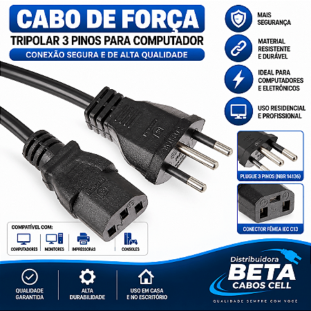 Cabo de Força Energia Computador PC Monitor Padrão NVD