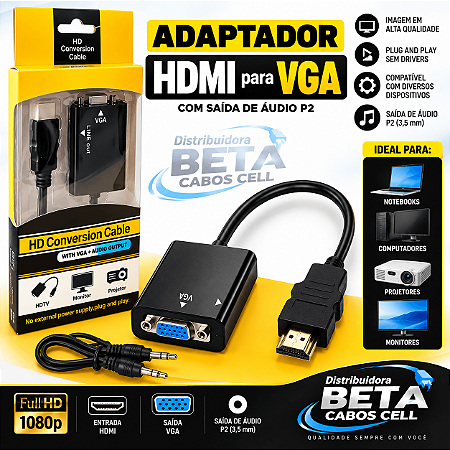 Cabo Adaptador Hdmi Para Vga Hd Conversion Cable VPN