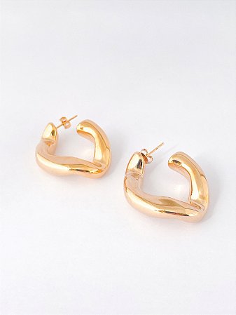 Brinco Argola Folheado a Ouro 18k Feminino | Argola Grossa Moderna Minimalista Joia Fina