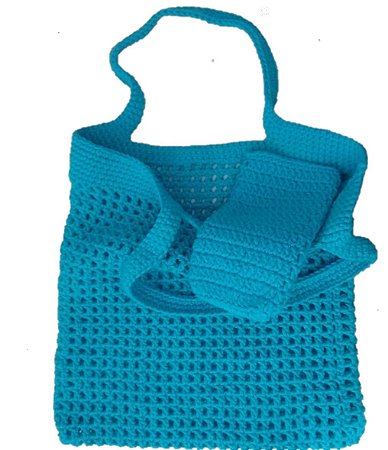 Bolsa Sacola com Porta Celular, Artesanato feito a mão em Crochê