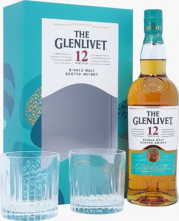 Whisky Glenlivet 12 Anos com caixa e 2 copos - 700 ml
