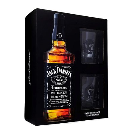 Kit 2 Copos de Vidro Edição Limitada +  Whiskey Jack Daniel's - 1L