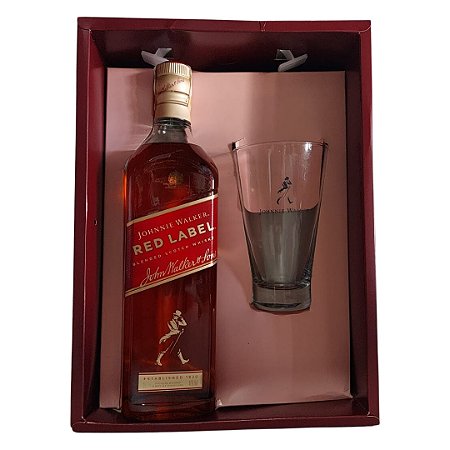 Kit Exclusivo Copo de Vidro Oficial + Johnnie Walker Red Label - 1L