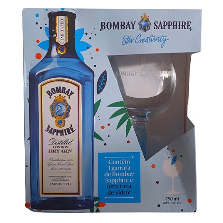 Kit Taça De Vidro Oficial + Gin Bombay Sapphire London Dry - 750ml
