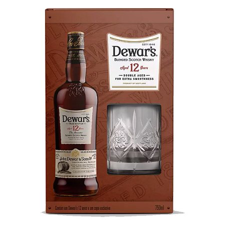 Kit Copo de Vidro Oficial + Dewar's Blended Scotch - 12 Anos - 750ml