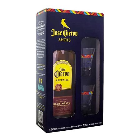 Kit 2 Copos de Shot de Vidro Oficial  + Tequila Jose Cuervo Especial - 750 ml