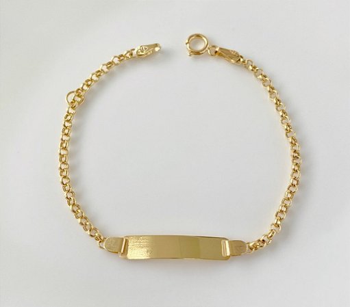Pulseira Infantil com plaquinha em Ouro 18k