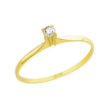 Anel Solitário em Ouro 18k