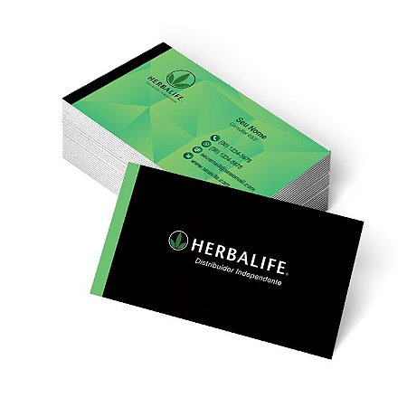 1.000 Cartão de Visita Herbalife - Tamanho 9x5cm - Frente e Verso - Verniz Total Frente
