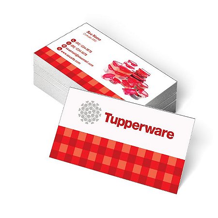 1.000 Cartão de Visita Tupperware -  - Tamanho 9x5cm - Frente e Verso - Verniz Total Frente