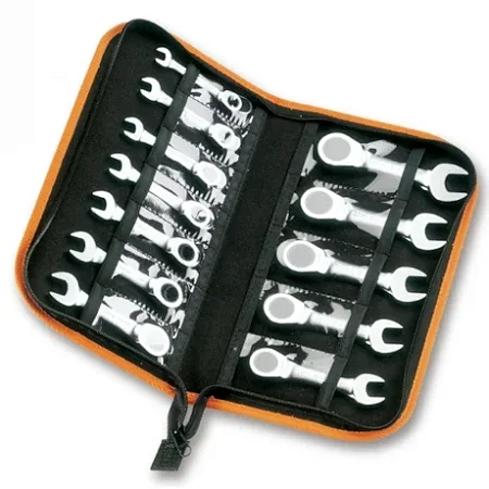 JOGO DE CHAVE COMBINADA CURTA COM CATRACA REVERSIVEL EM ESTOJO - BETA