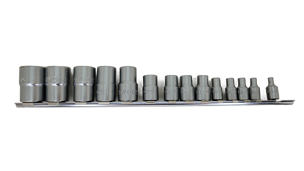 CONJUNTO TRILHO DE SOQUETE ESTRELA 14 PCS 1/4,3/8 E 1/2