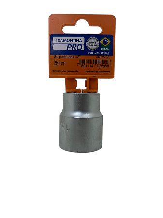 SOQUETE SEXTAVADO O 26MM ENCAIXE 1/2" - TRAMONTINA