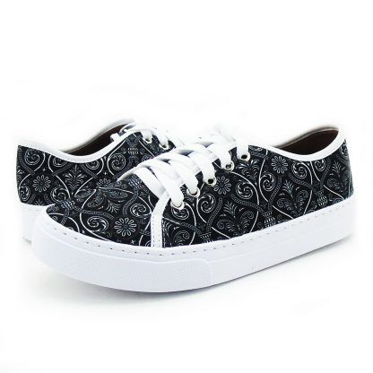 Tênis Feminino Casual Confort SlipOn Preto Estampado - Wudd - Aprecie, Use e Viva Intensamente