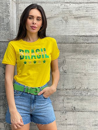 T SHIRT BRASIL COLORS AMARELO