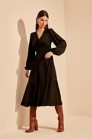 VESTIDO MIDI EVA - PRETO