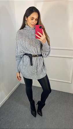 PONCHO LEILA CINZA