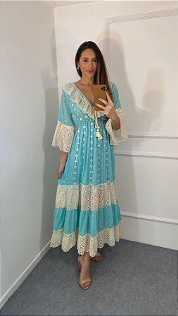 VESTIDO BOHO MARA VERDE ÁGUA