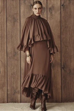 VESTIDO MELINA MARROM CHOCOLATE
