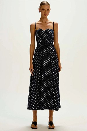 VESTIDO MIDI MADALENA AZUL MARINHO