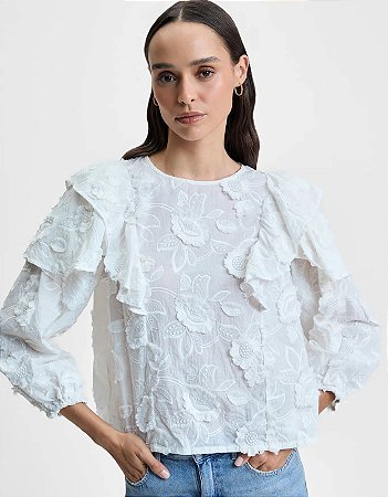 BLUSA BABADO FLOR OFF