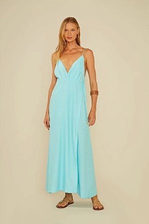 VESTIDO LINHO TRANSPASSE AZUL VÉU