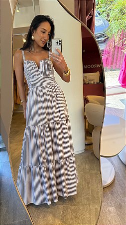 VESTIDO LISTRADO IRIS MARROM