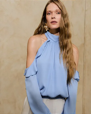 BLUSA OMBRO VAZADO AZUL