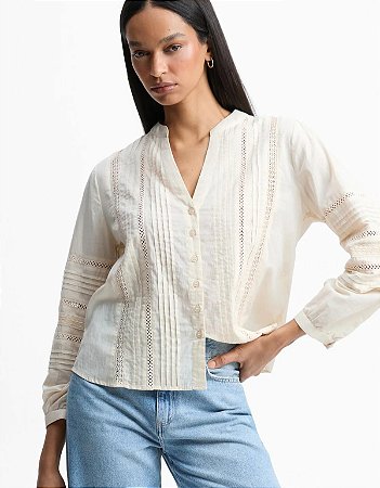 BLUSA DETALHE ENTREMEIO AREIA