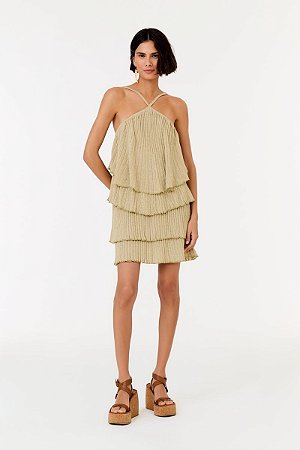 VESTIDO TRICOT MINI DOURADO