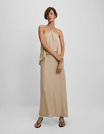 VESTIDO BABADOS DOURADO