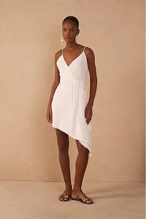 VESTIDO CURTO CETIM ANTONIA OFF WHITE