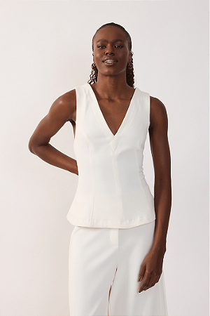 BLUSA MALHA ALFAIATARIA OFF WHITE