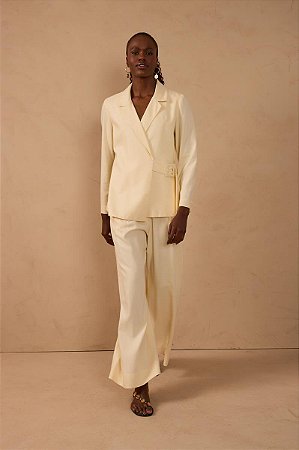 CALÇA LINHO PREGAS NEVOA