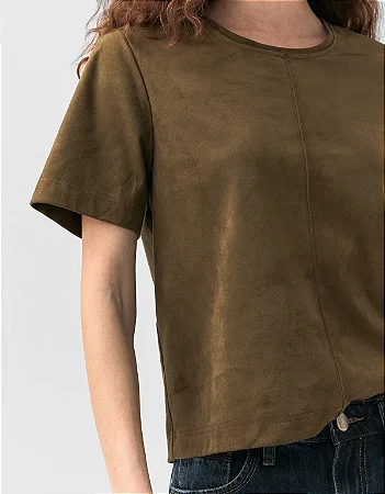 T-SHIRT SUEDE VERDE OLIVA