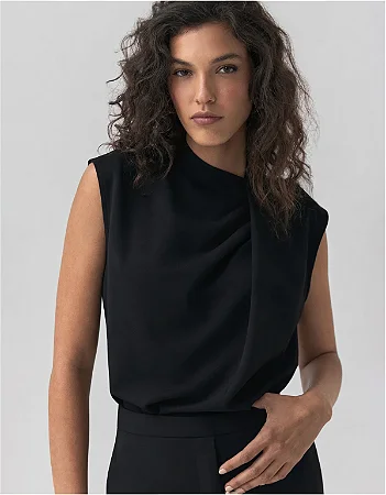 BLUSA PREGAS CREPE PRETA