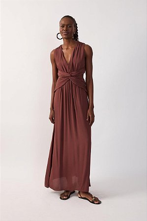 VESTIDO LONGO ATHENAS MARROM