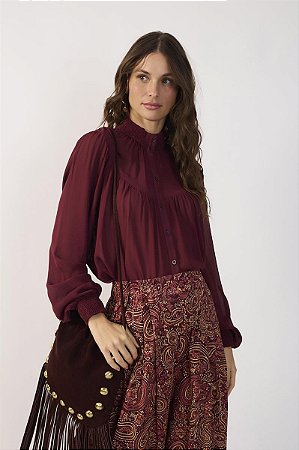 BLUSA GOLA LASTEX VINHO
