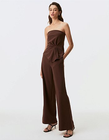 CALÇA PANTALONA CREPE CAFÉ