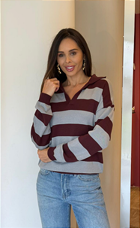 BLUSA CHELSEA MARSALA/CINZA