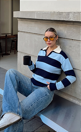 TRICOT LISTRADO MARINHO/AZUL
