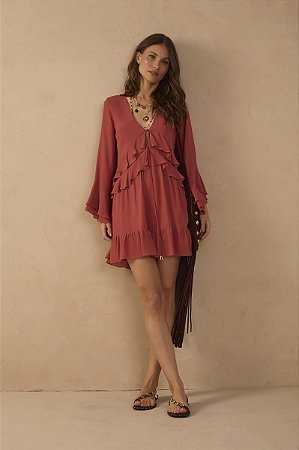 VESTIDO VIRGINIA BABADOS ARGILA