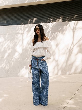 CALÇA WIDE LEG FLORAL