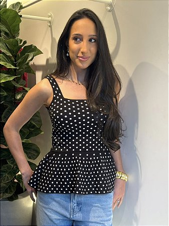REGATA PEPLUM POÁ PRETO