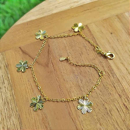Pulseira de Florzinhas - Banhado a Ouro 18k