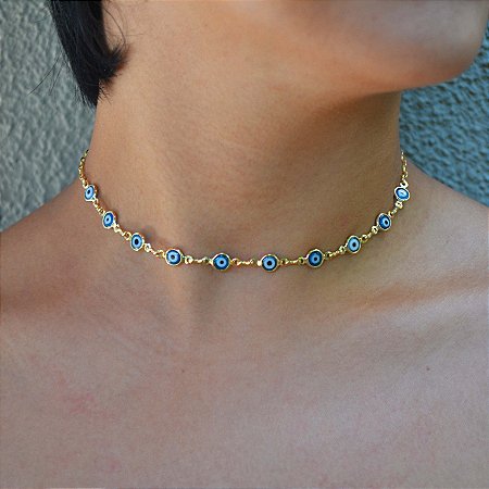 Choker de Olho Grego - Banhado a Ouro 18k